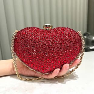 Cross-Border Hot Selling Heart Rhinestone Bag 2025 Spring New Women's Fashion Chain Rhinestone Single Shoulder Crossbody Tote Bag
