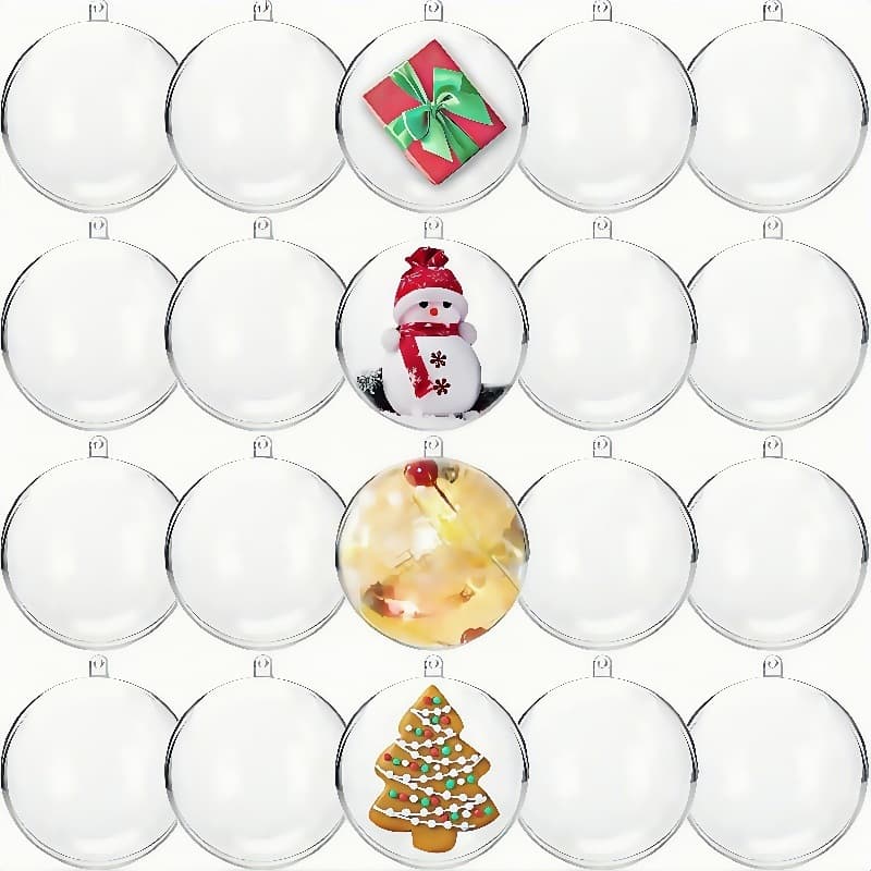 Cross-border PS Transparent Hollow Ball Christmas Hanging Ornament Plastic Hollow Round Sphere Transparent Ball Acrylic Christmas Decoration