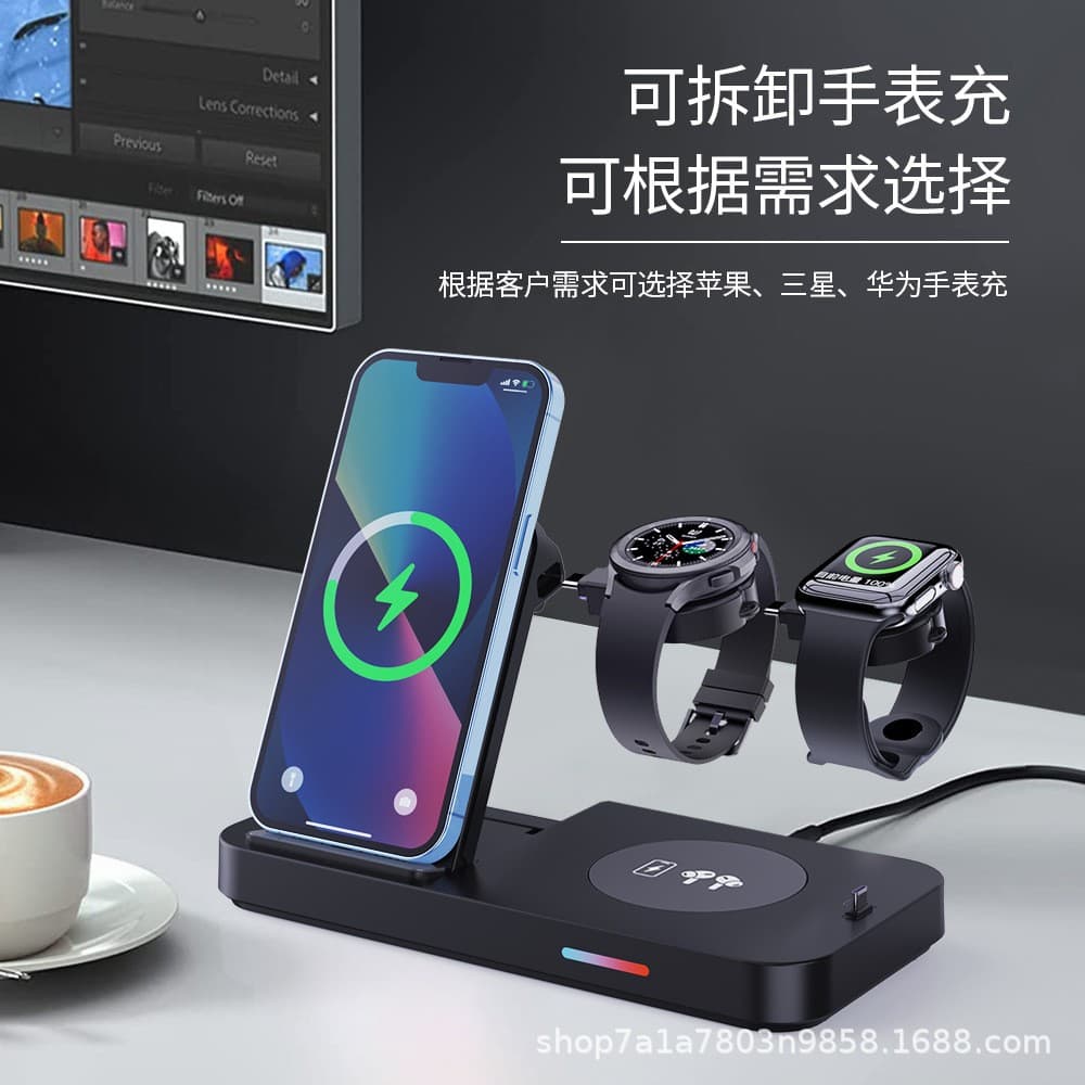New Cross-Border Foldable 20W 3-in-1 Wireless Charger for Apple Samsung Huawei Phone Watch Charger
