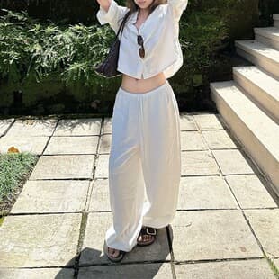 2026 New Fashion Versatile Casual Loose Solid Old Money Style Shirt Set Women Spring Summer Long Pants Two-Piece Set