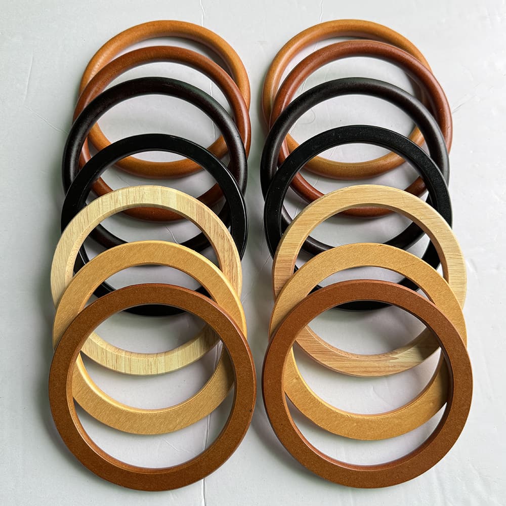 Manufacturer urgently selling round wooden handles and rings, suitable for bags, gift boxes, and creative woven craft accessories.