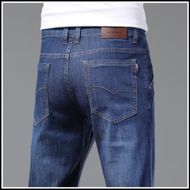 Summer Thin Trendy Dark Jeans for Men Loose Straight Leg Casual Business Long Pants Men's Pants Drop Shipping