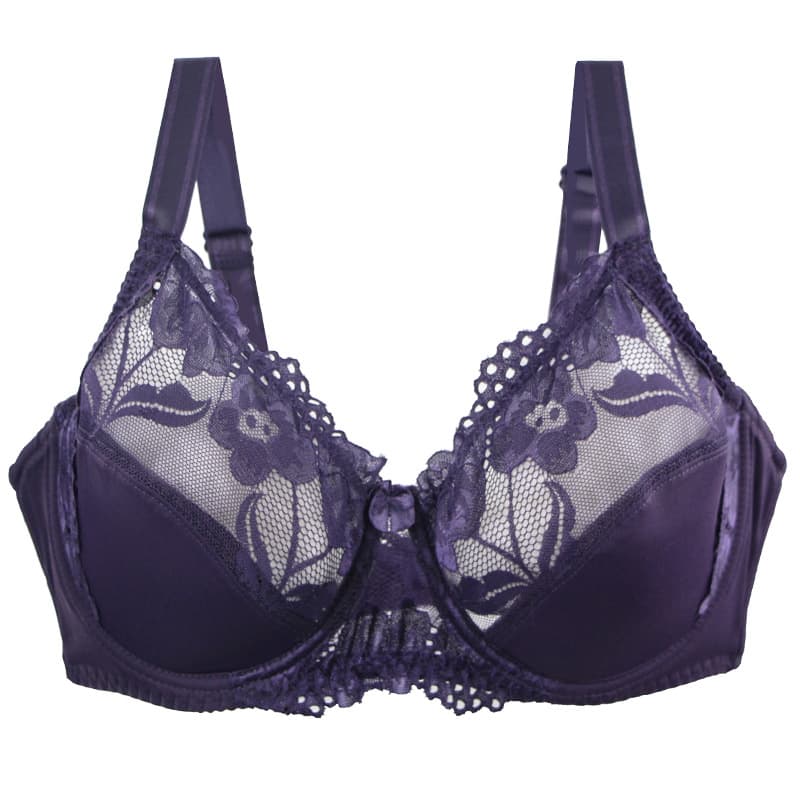 Plus Size Lace Push Up Underwire Bra Cross-border Adjustable Minimizer Bra Side Support Bra for Women