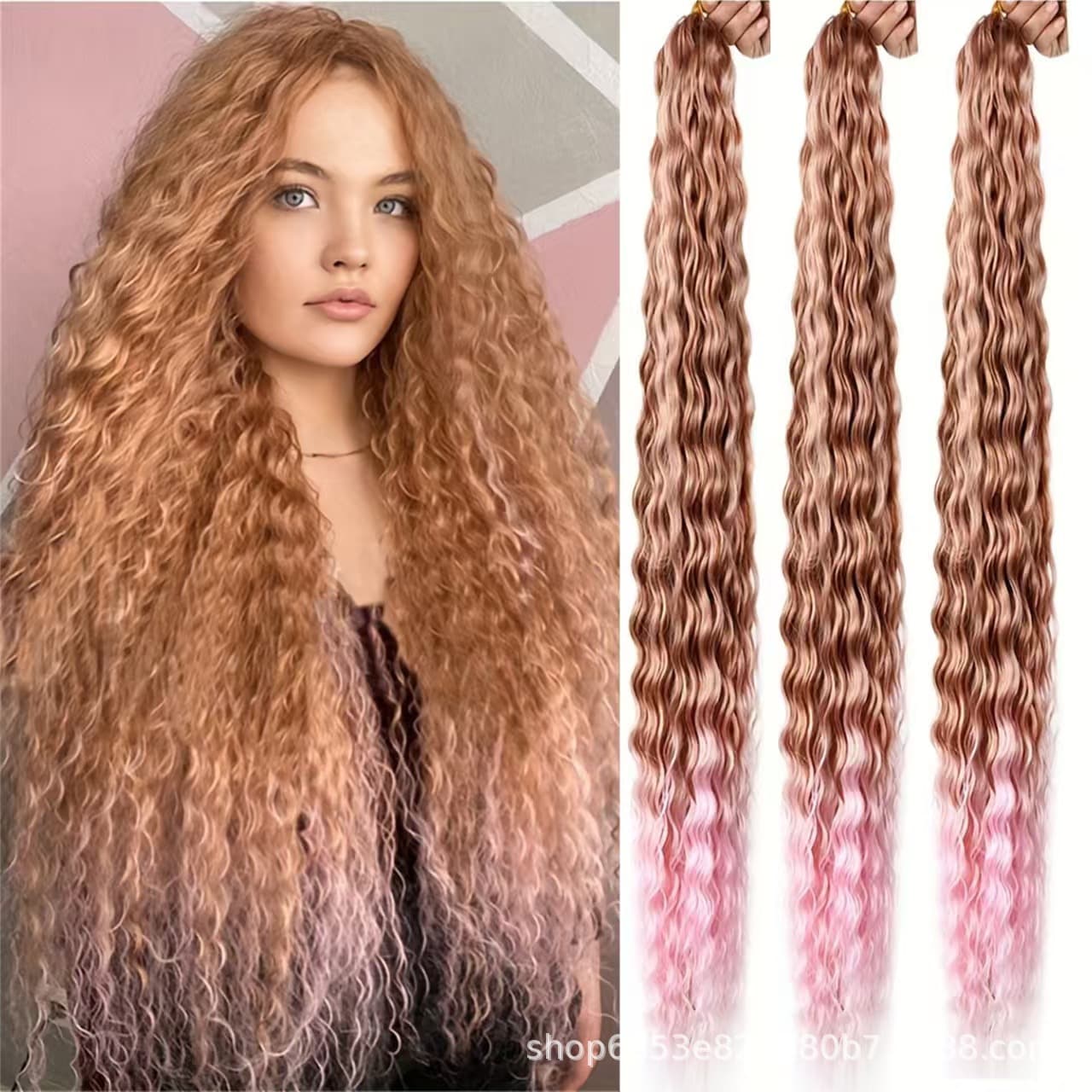 Aibeisi Wig Crochet Hair Synthetic Hair Deep Wave Bulk Hair 30inch 120g Women's Hair Weft