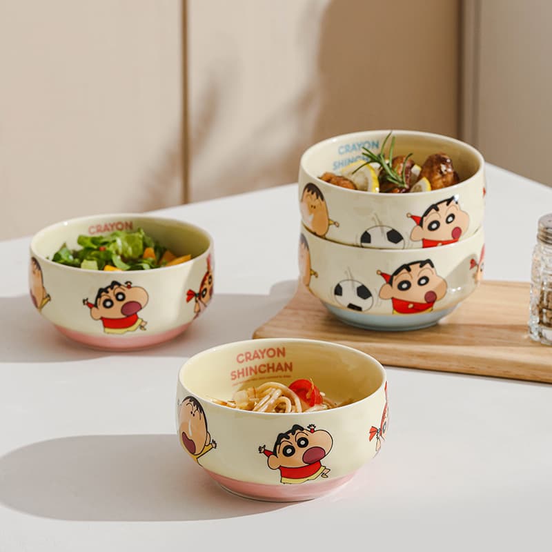 Crayon Shin-Chan Ceramic Bowl Cartoon Soup Bowl Noodle Bowl Restaurant Thickened Rice Bowl Cute Large Dish Bowl Tableware Wholesale