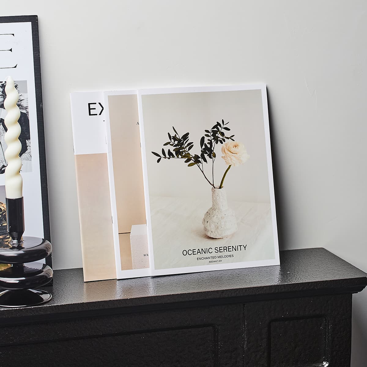 English book photography backdrop, model room soft decor, European and American book ornaments, sofa magazine, modern minimalist home