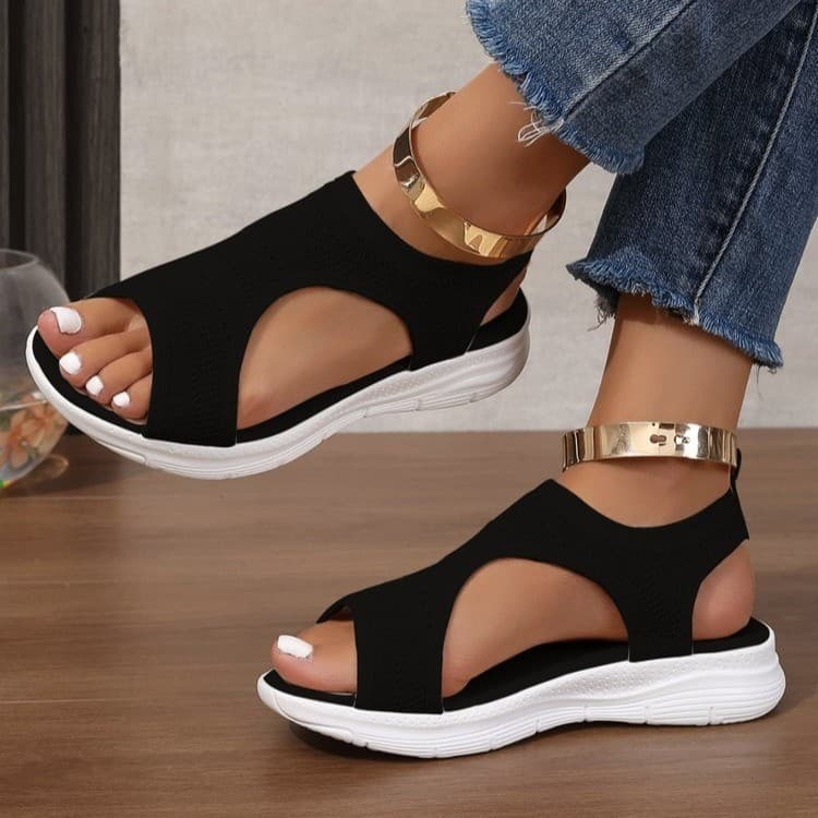 2026 Open-Toe Women's Knitted Sandals Dropshipping Mixed Wholesale Glued Roman Sandals Cross-Border Sandals In Stock Size 43