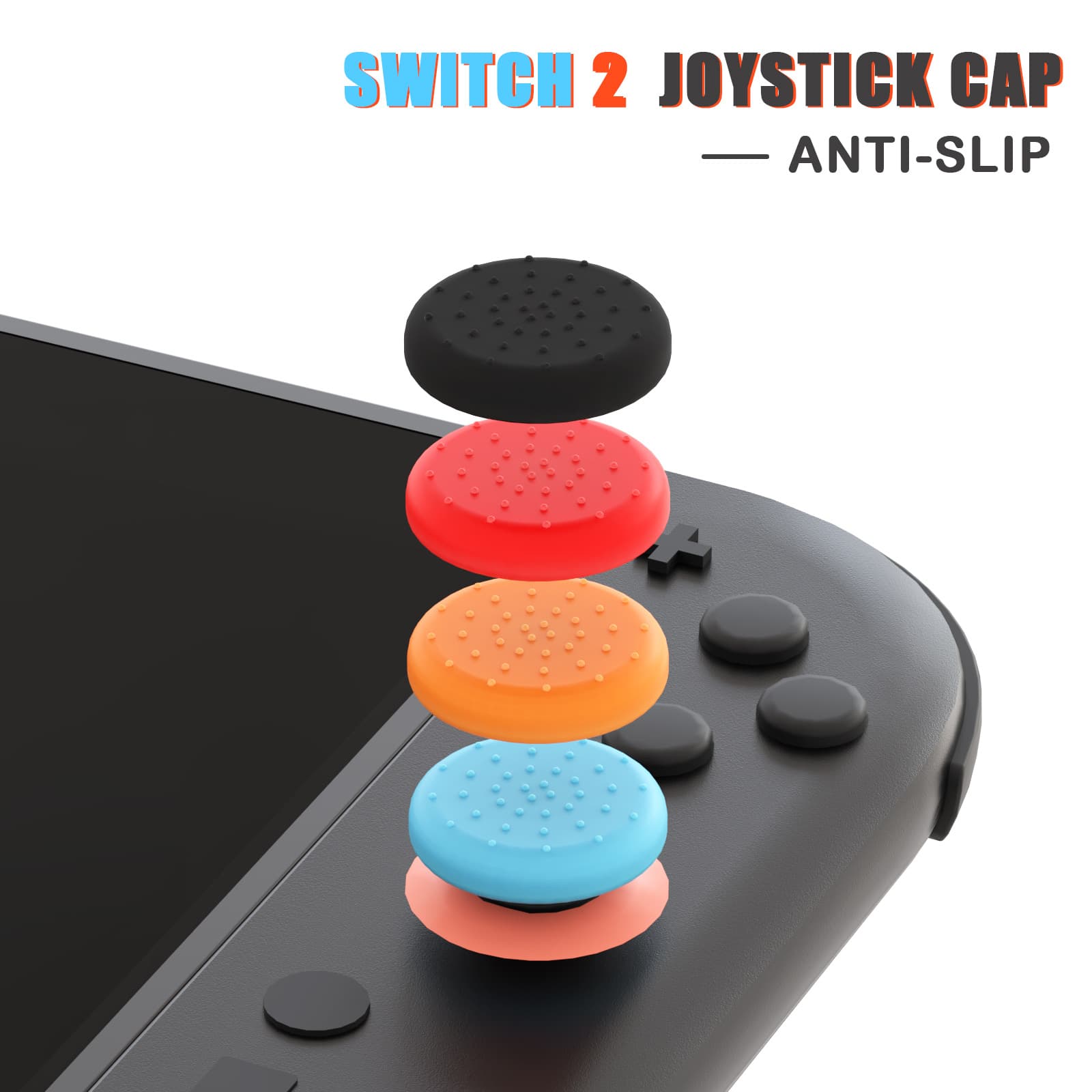 Left and Right Joystick Caps for Nintendo Switch 2, 3D Anti-Slip Thumb Grip Caps