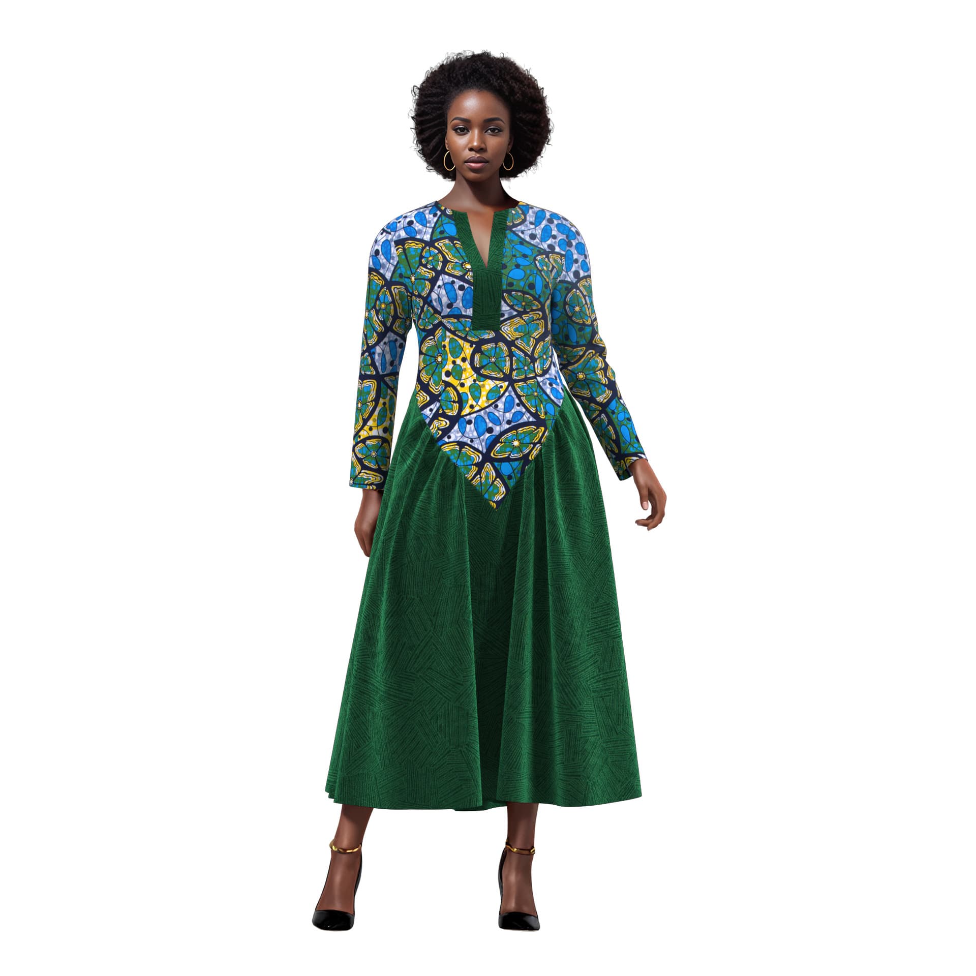 2025 New Cross-Border Spring/Autumn Women's Elegant Patchwork Long Dress Gown Long-Sleeve Fashion Evening Dress