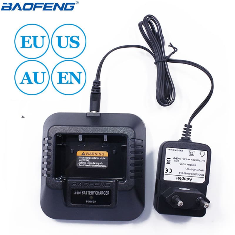 Baofeng BF-UV5R UV-5RE Walkie Talkie Charger Base US EU AU UK Plug Power Adapter