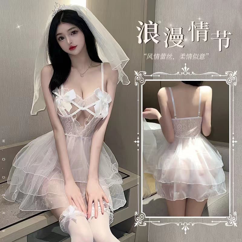 Sexy Lingerie for Women Bride Wedding Dress Role Play Costume Seductive Flirty Hot Bedroom Set