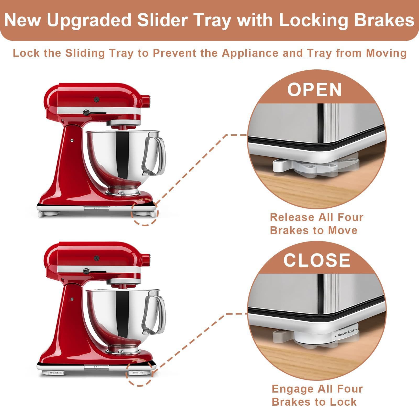 Amazon Adjustable Appliance Sliding Tray Extension with Locking Brake for Coffee Machine Sliding Tray