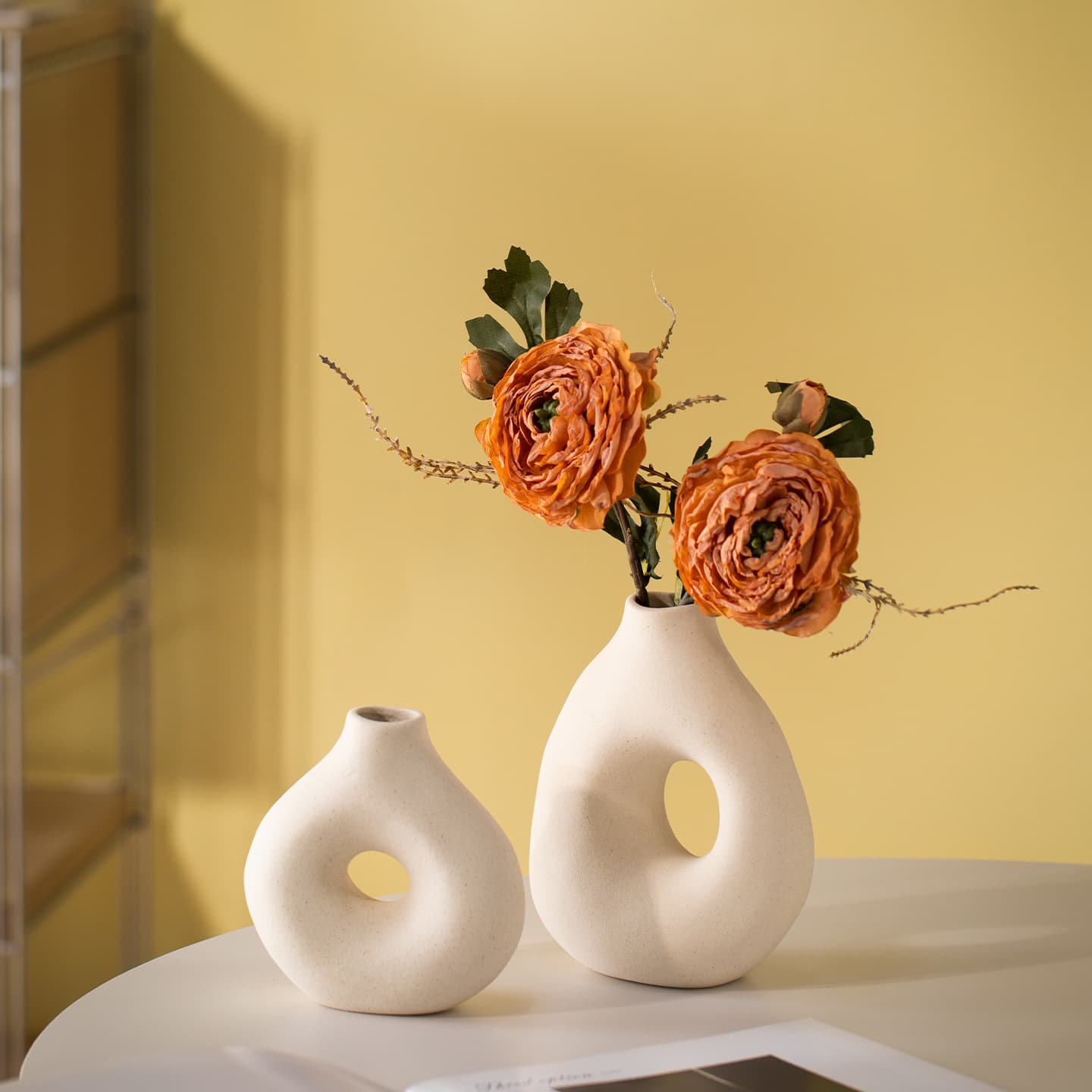 Ceramic Vase Set Decoration Minimalist Home Living Room Flower Arrangement Ornament White Vase Flower Vessel Cross-border Exclusive Supply