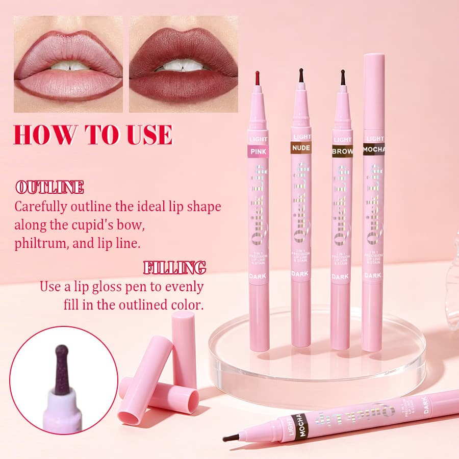 Cross-border PAGE VINE Double-ended Lip Liner Pencil Precision Lip Liner for Shaping Lips Matte Long-lasting Non-fading Export