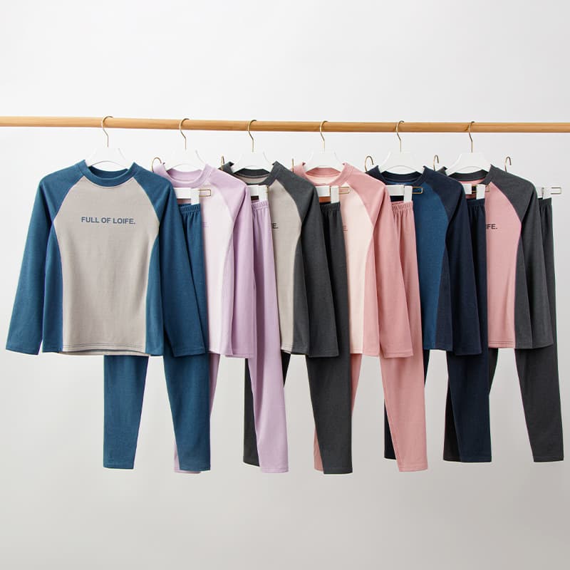 Children's Homewear Underwear Set for Teens Boys and Girls Thermal Long Sleeve Top and Bottom Pajamas Fleece Sleepwear