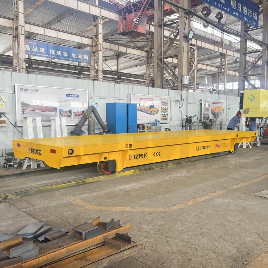 Heavy-Duty Steel Mill Rail Electric Flat Car, Molten Steel and Slag Transfer Flat Car, High-Precision Heat-Resistant Ladle Car