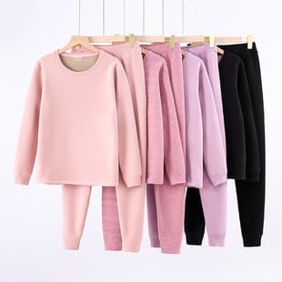 Thermal Underwear for Women, Fleece-Lined and Thickened Set, Winter Warm Underwear for Ladies, Plus Size, Winter Cold-Proof Set