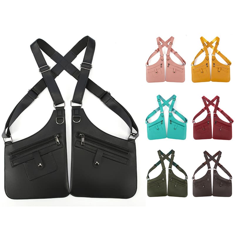 Men's Leather Chest Bag Crossbody Sling Bag Outdoor Sports Casual Waist Pack