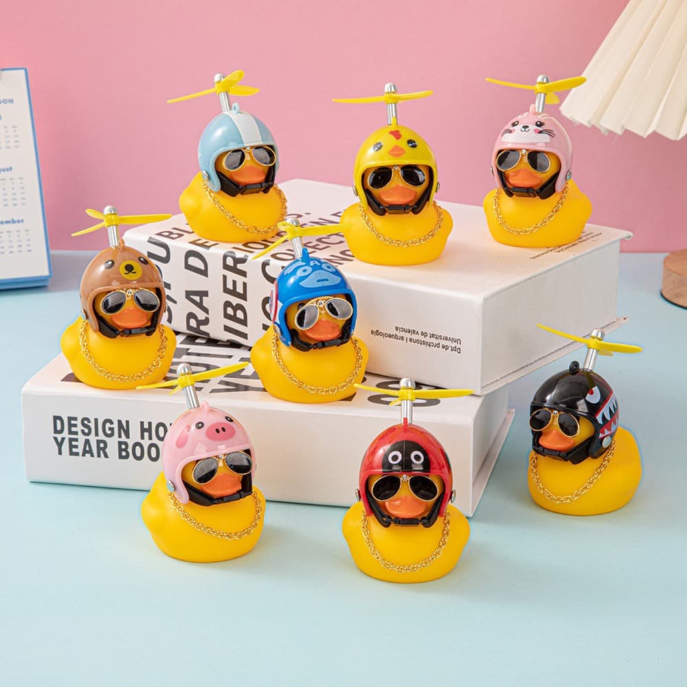 Windproof Duck Eating Chicken Level 3 Helmet Duck Car Ornament Little Yellow Duck Bamboo Dragonfly Helmet Duck Factory Direct Wholesale