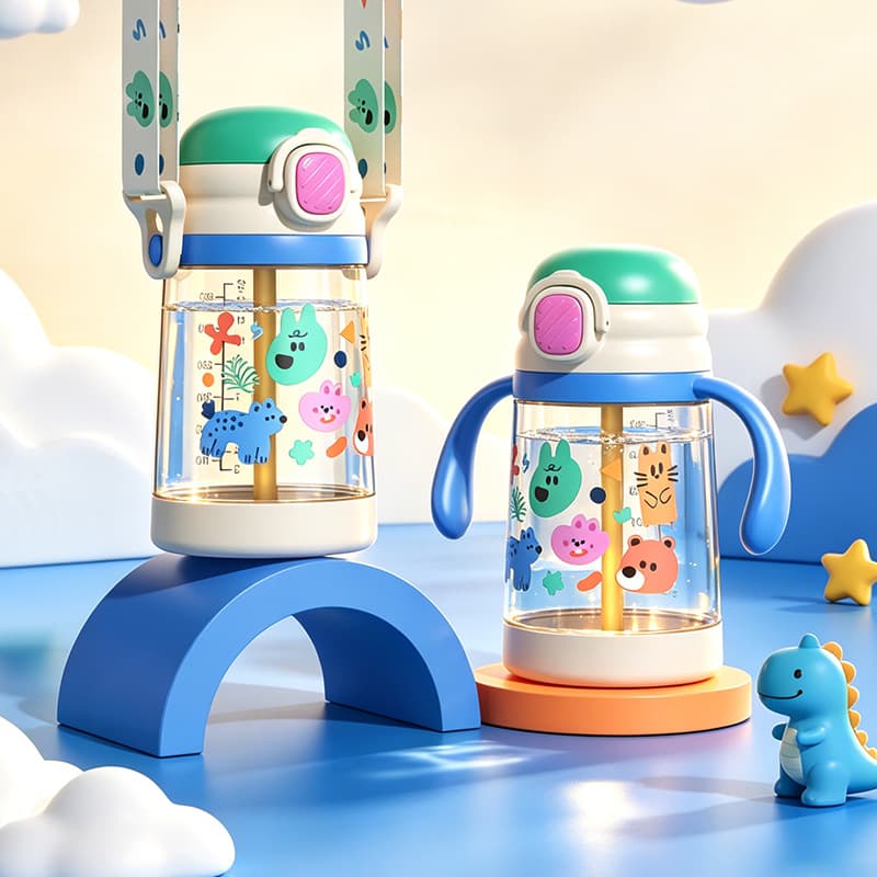 Infant learning drinking cup, baby straw drinking bottle, PPSU bottle drinking cup, flip-top learning drinking cup, good sucking cup
