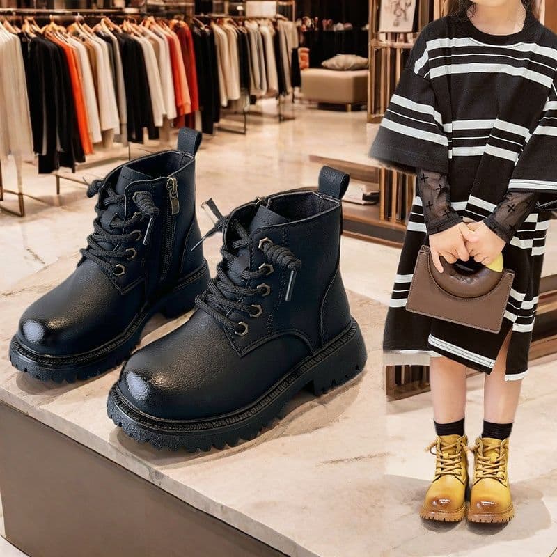 Children's Yellow Boots Single Layer 2026 Autumn/Winter New Girls Anti-Slip Martin Boots Boys Trendy Short Boots