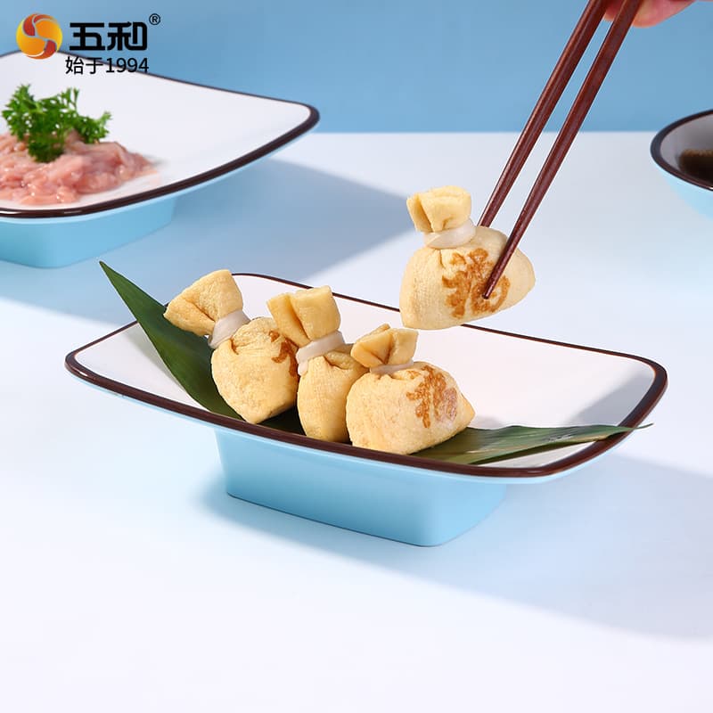 Creative Melamine Hot Pot Serving Plate Thickened Imitation Porcelain Rectangular Plate Commercial Square Dim Sum Plate for Hotel Restaurant
