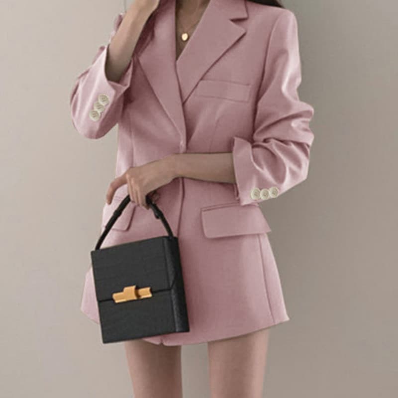 Pink Suit Coat Women's 2025 Spring Waist Temperament Small Suit Small All-match Internet Celebrity Design Sense