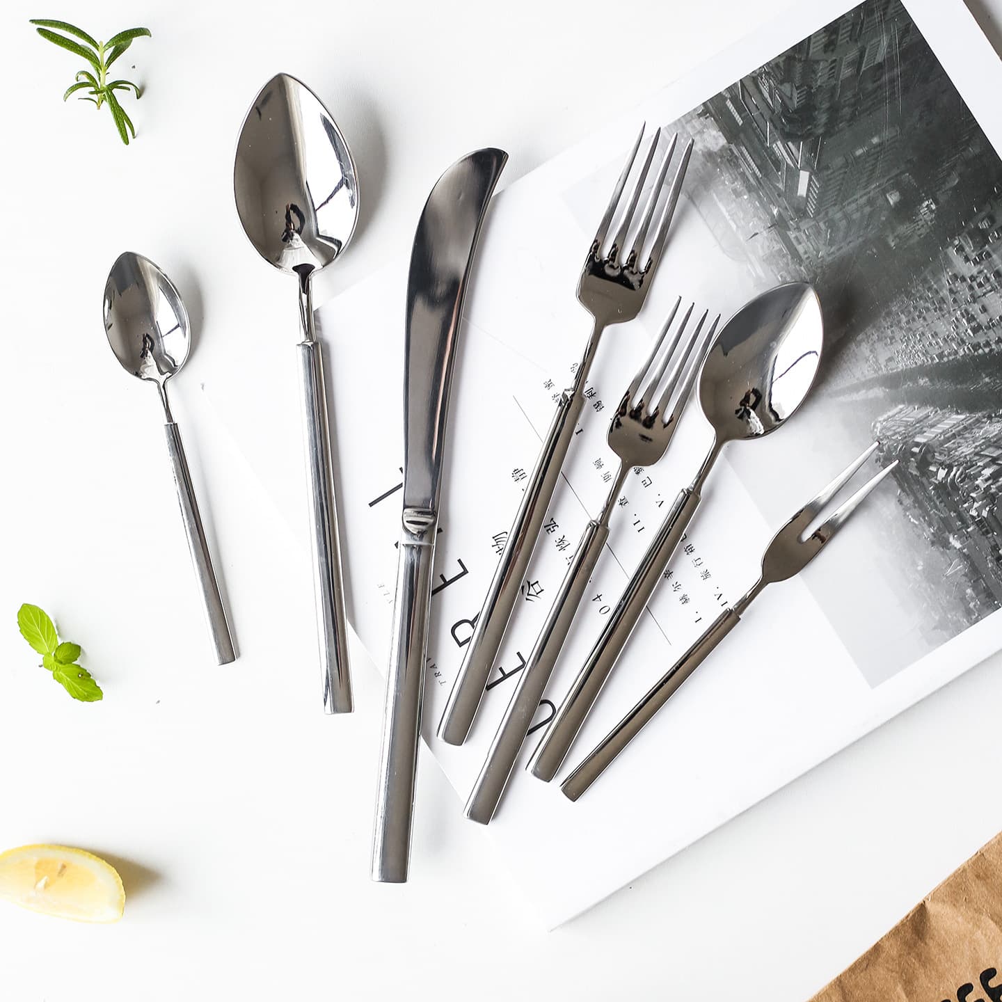 Ins style 304 stainless steel Western-style knife, fork and spoon hotel tableware set supports restaurant custom-made Western-style knife, fork and spoon