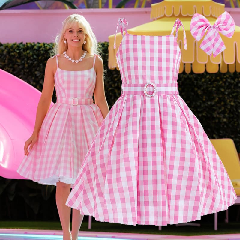 2023 Bestselling Barbie Dress Cosplay Real Barbie Plaid Dress Sweet Kids