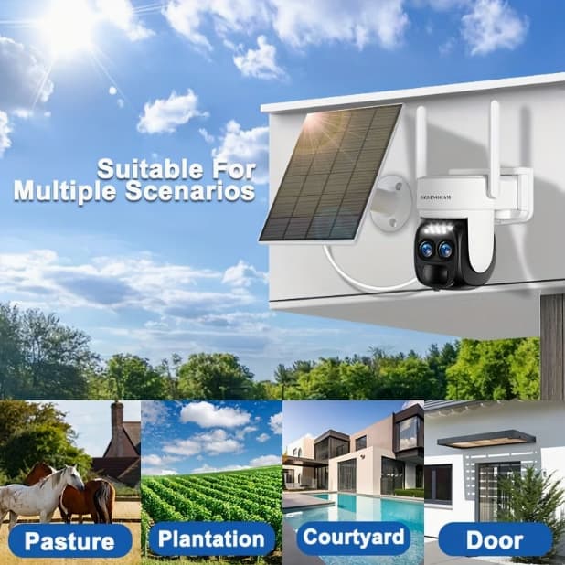 2K High-Definition Security Camera, Equipped with Solar Panel, Ptz Surveillance System, Ultra-Wide Angle, Two-Way Communication