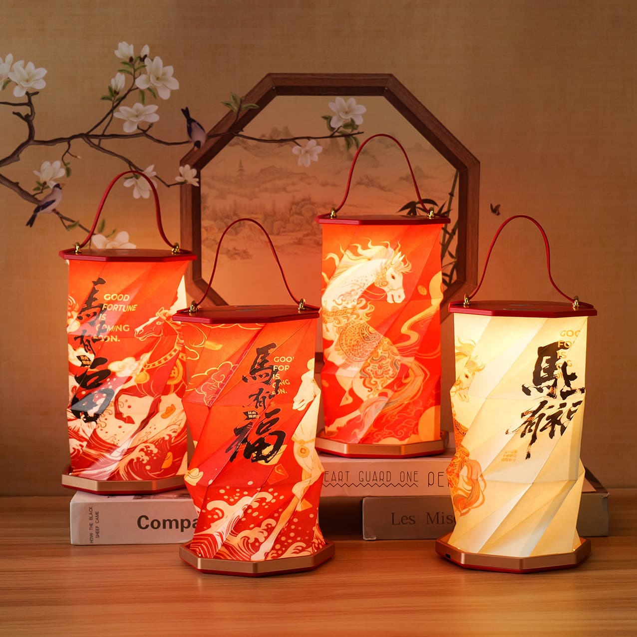 New rotating lantern smart touch portable night light portable cultural and creative folding high-end New Year creative gift