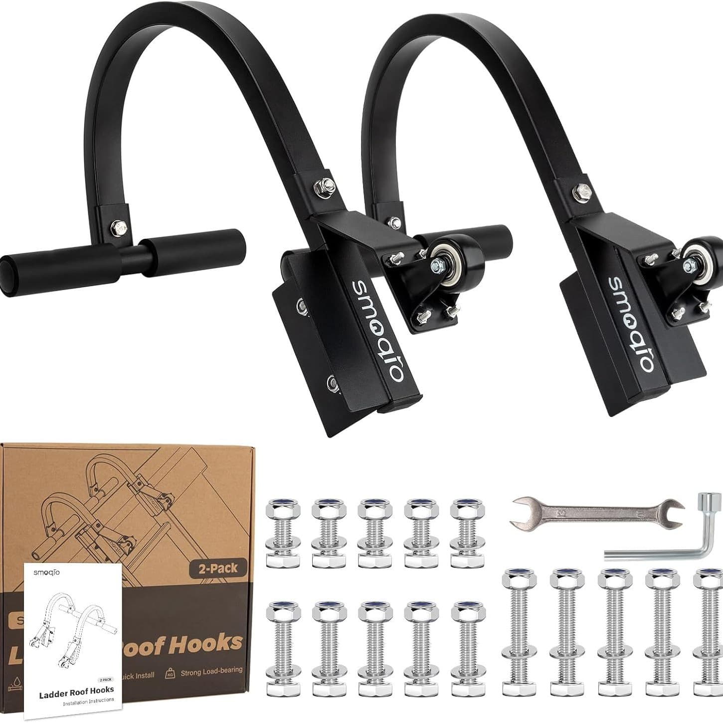 Roof Ladder, 2-Piece Ladder Roof Hook Set, Fits Most O/D Rung Sizes