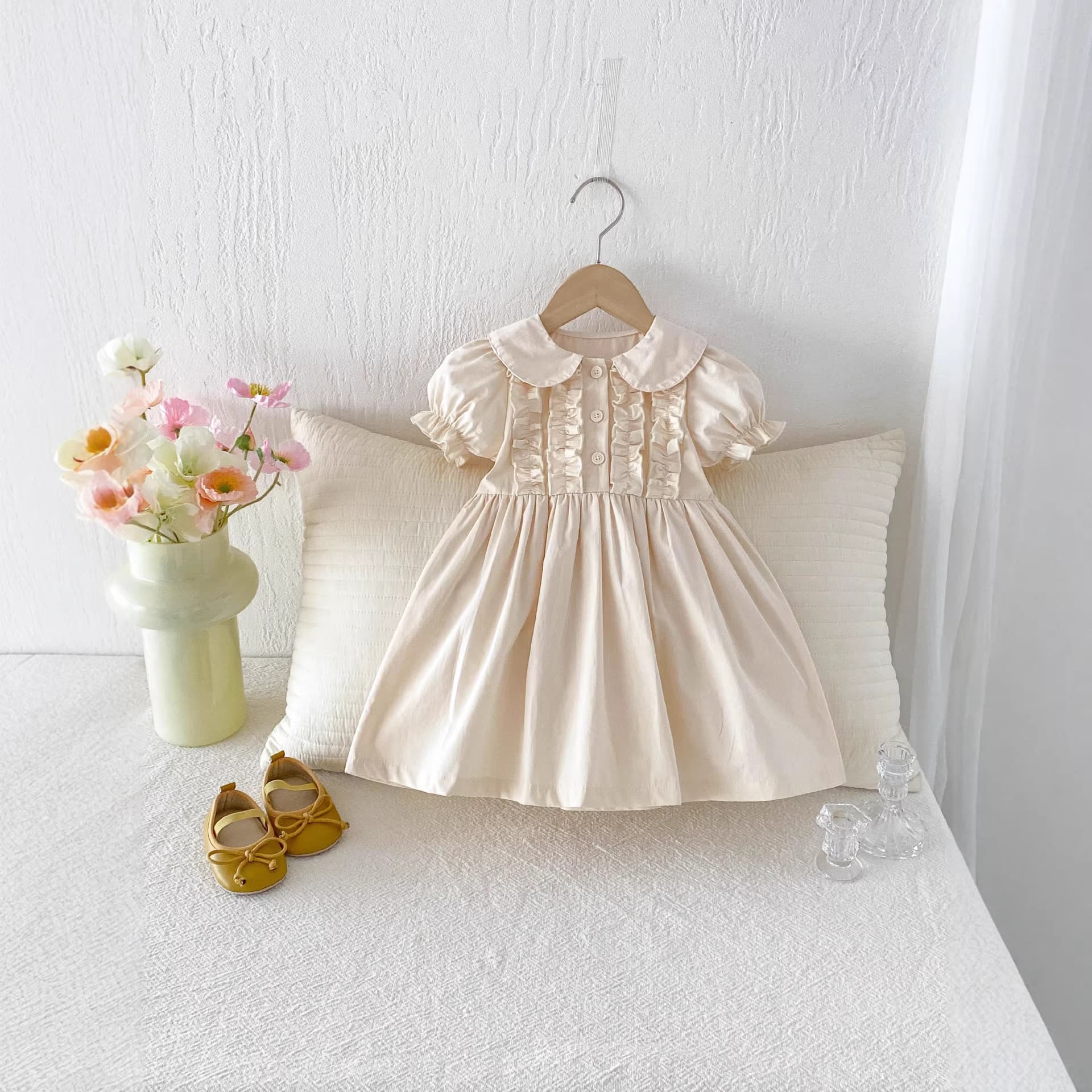 Girls Summer Dress 2026 New Children's Princess Dress Fashionable Baby Girl Summer Doll Collar Cotton Skirt