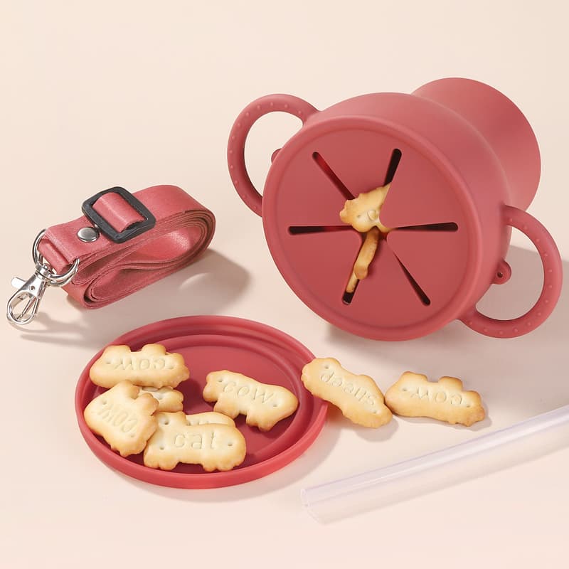 Foldable snack cup, high temperature resistance and anti-fall children's water cup, cross-border maternal and child supplies, baby learning drinking cup, straw cup