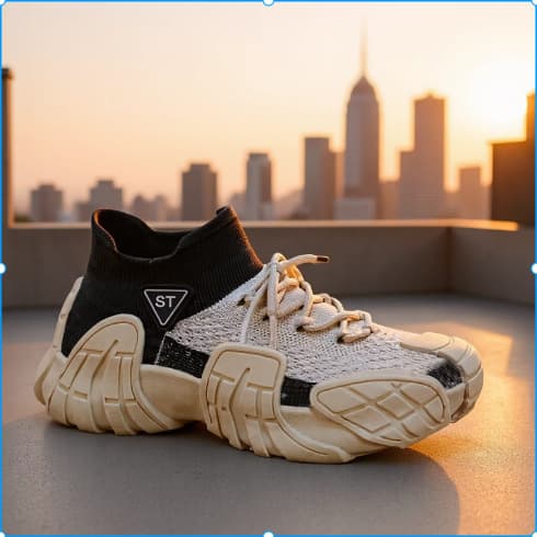 Men's summer breathable fly knitted mesh sports student mesh shoes men's casual running soft sole heightening dad trendy shoes
