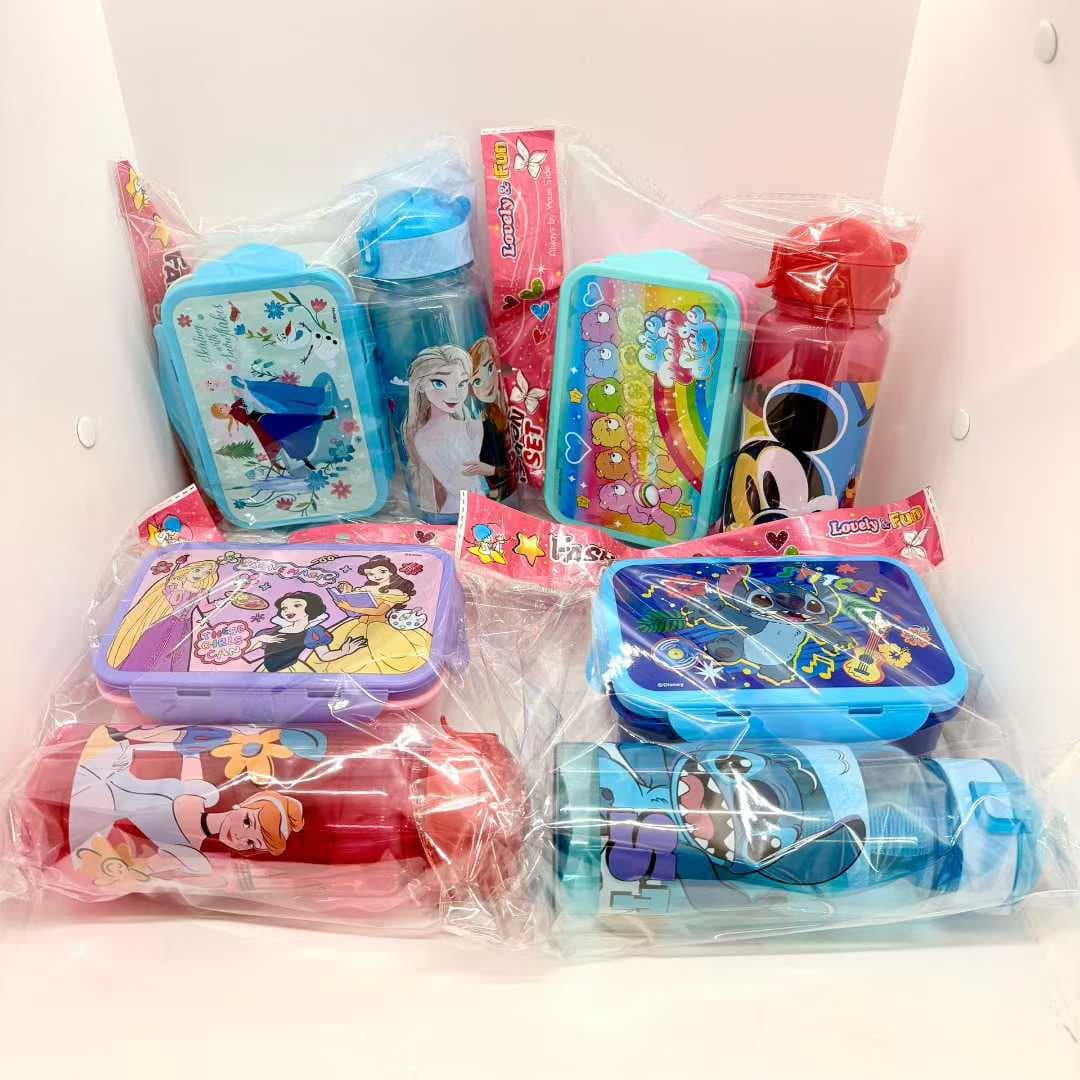 Cross-Border Lunch Box and Water Cup Set Cartoon Children's Lunch Box Bento Box for Boys and Girls Portable Meal Box Wholesale