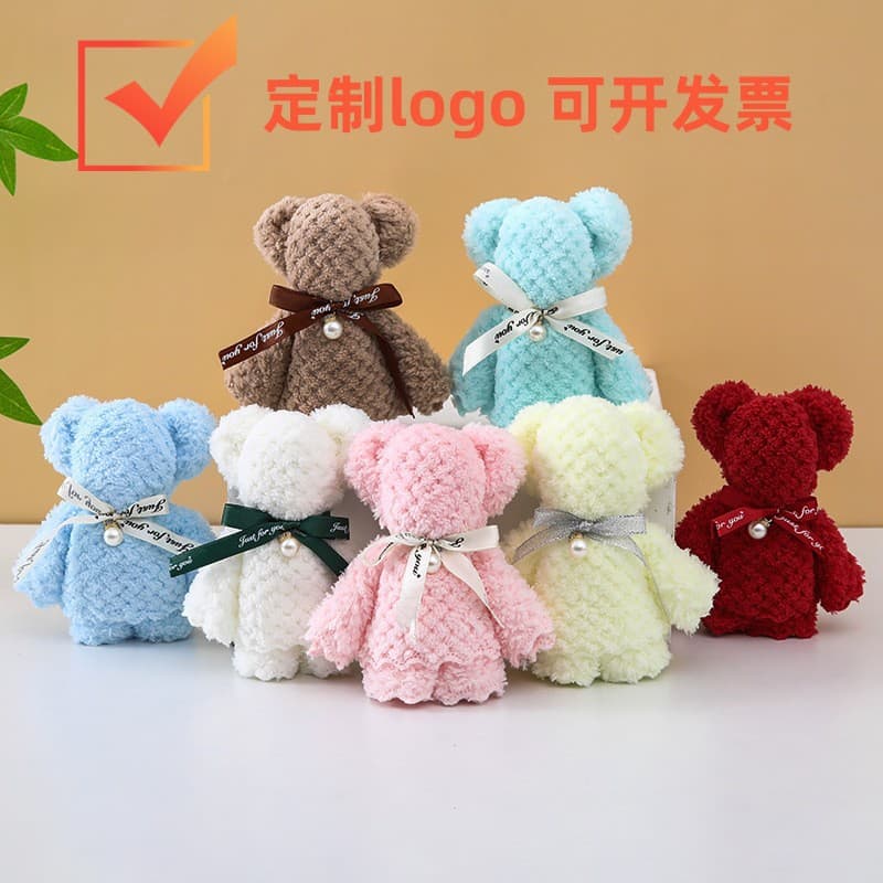 Coral Fleece Bear Pineapple Check Towel Souvenir, Wedding Shop Marriage Birthday Giveback Event Small Gifts