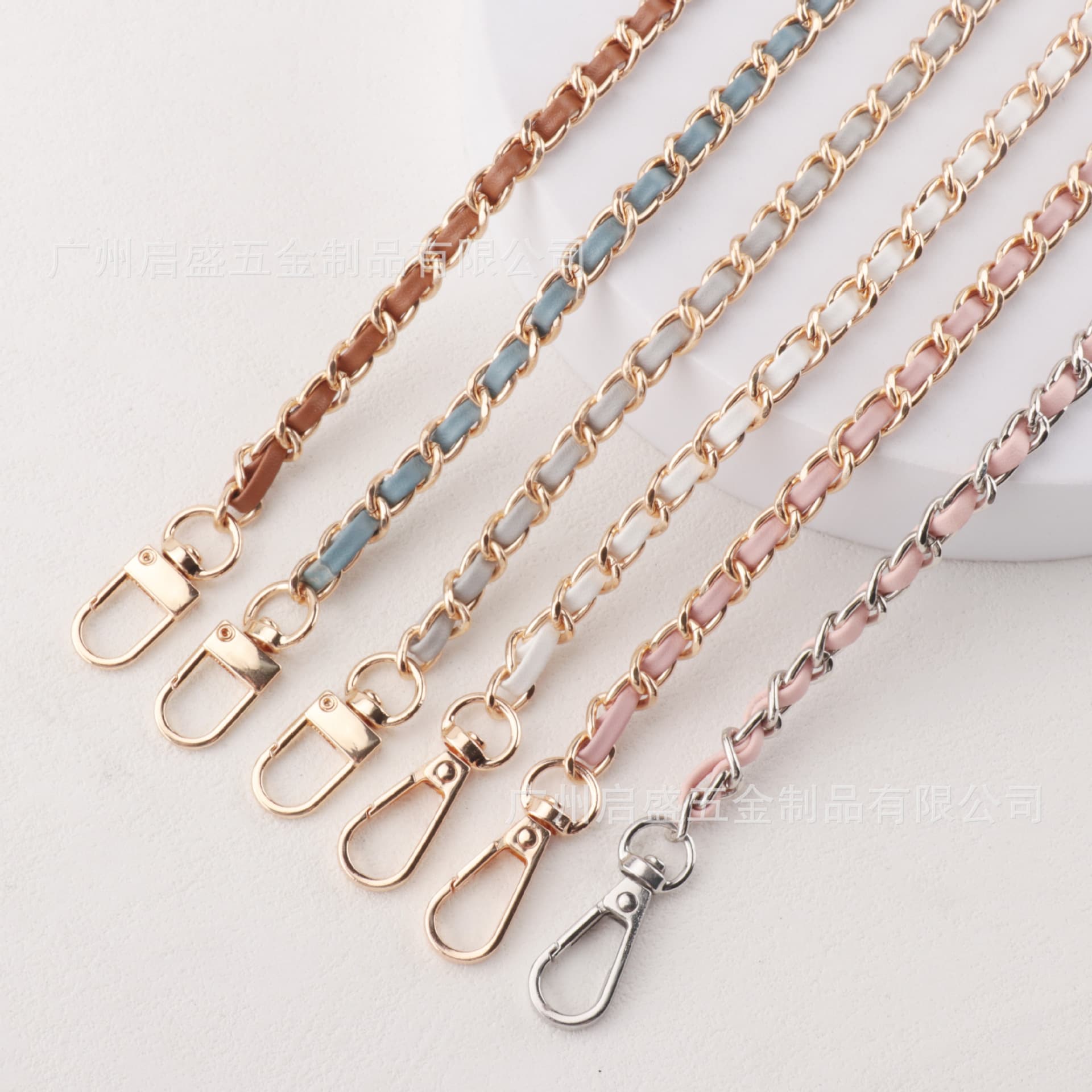 New PU Leather Metal Chain Shoulder Strap, Trendy Phone Chain Bag Accessory, DIY Weaving Bag Handle