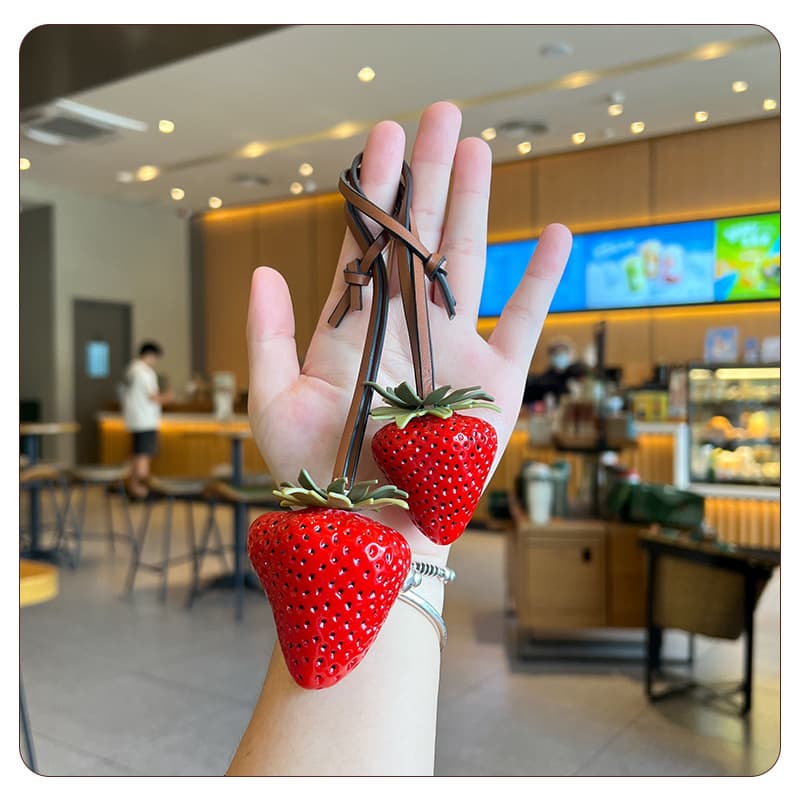Strawberry Bag Charm 3D Resin Cute Pendant Acrylic Simulation Handmade Accessories in Stock Strawberry Pendant