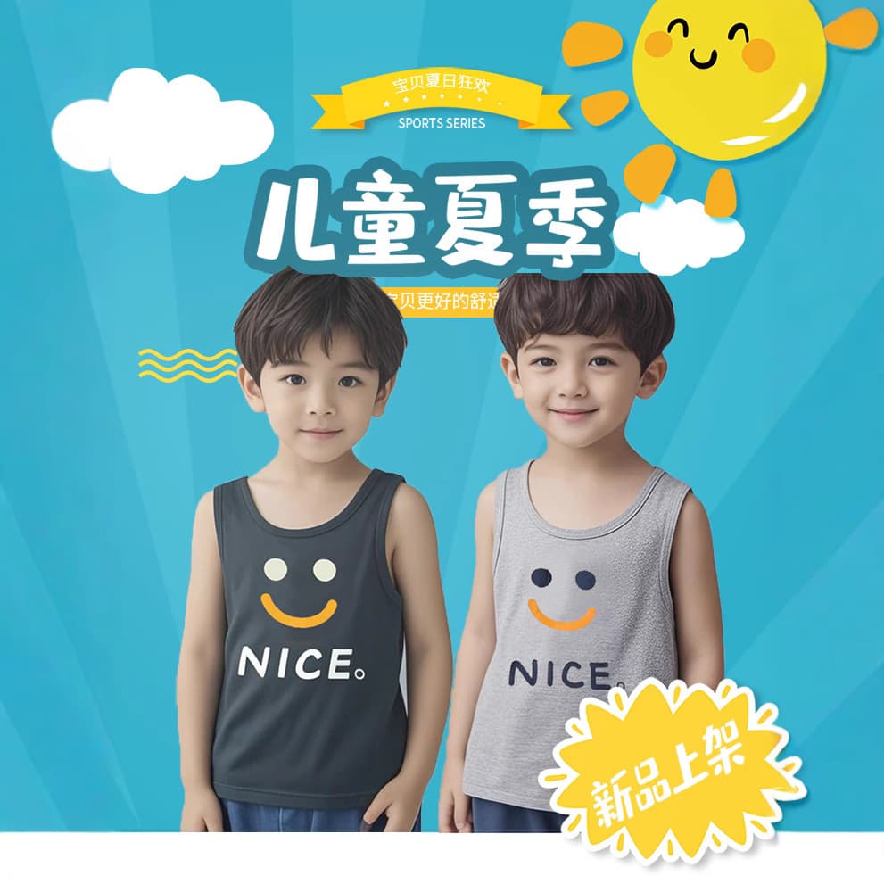 100% Cotton Kids Vest Boys Spring Summer Inner Wear Baby Top Sleeveless Children Undershirt