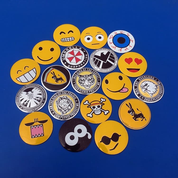 Car Modification Wheel Hub Sticker Decal Smiley Emoji Personality Center Cap Sticker 56.5mm Decorative Sticker