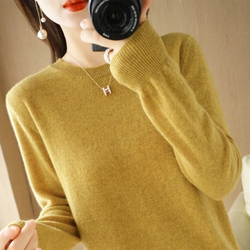 Women's Fall/Winter Round Neck Base Layer Sweater, New Knitwear, Thin Style, Non-Wool, Cross-Border Sweater