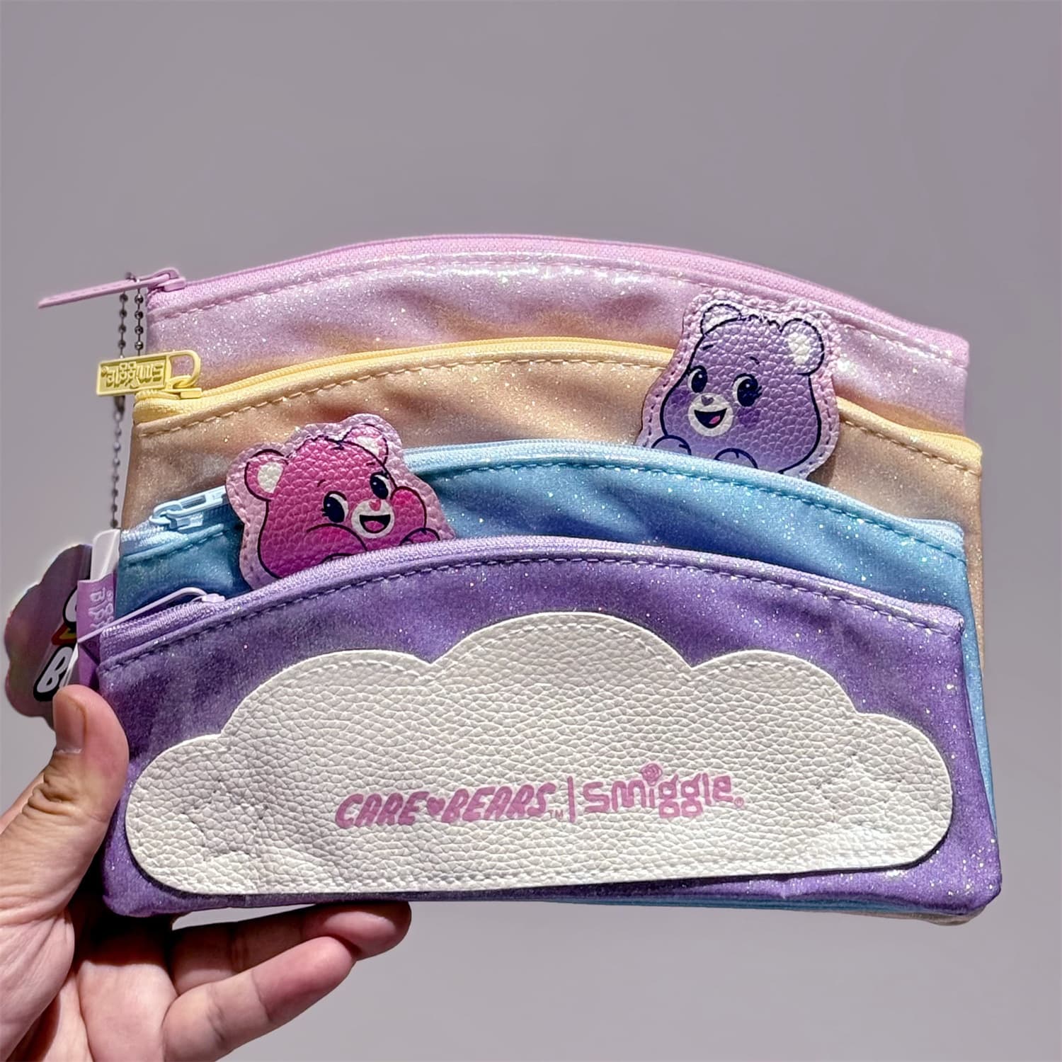 Australian Smiggle Brand Double-Layer Pencil Bag Pink Rainbow Multi-Functional Storage Pencil Case Student Stationery Box Unicorn