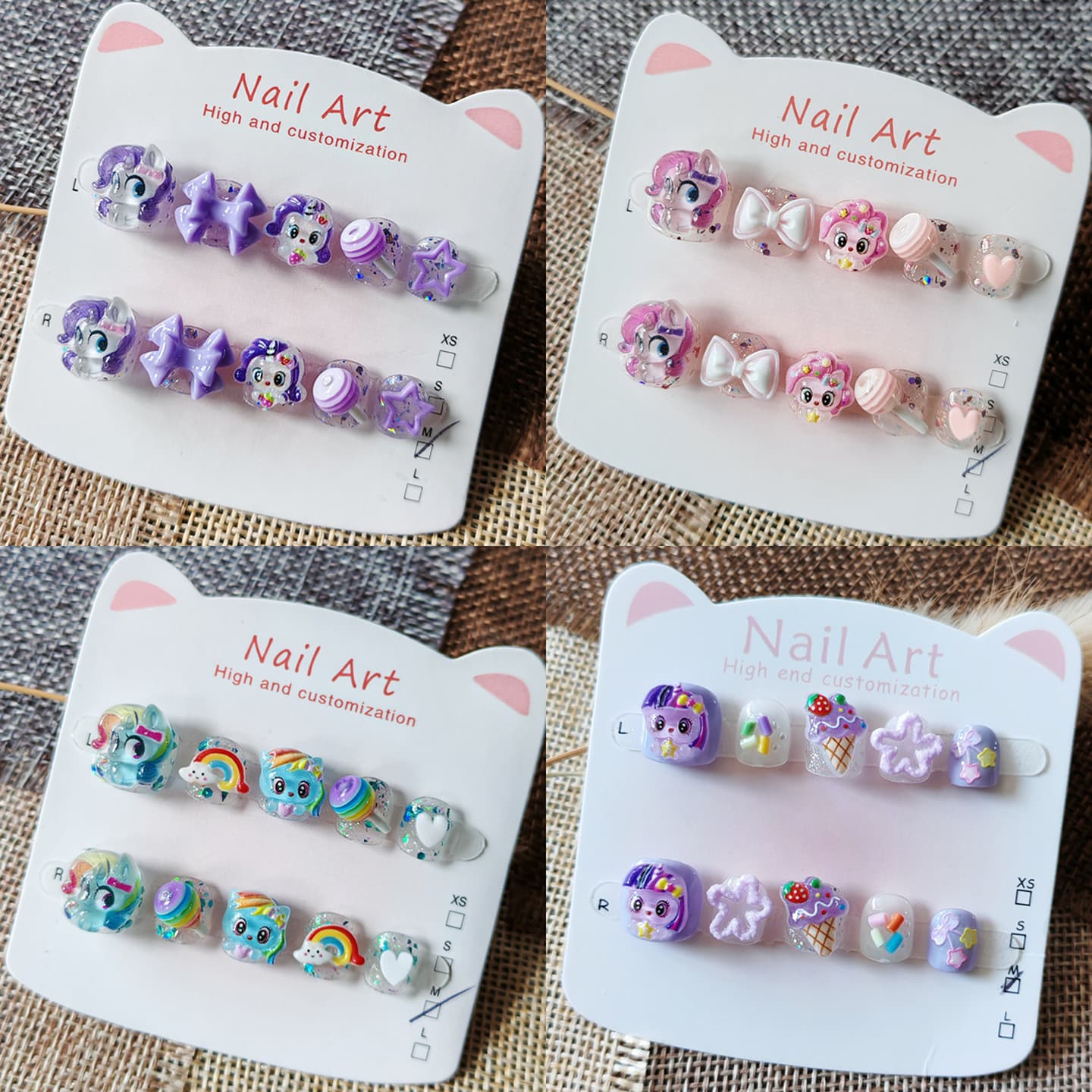 Children's Wearable Nail Art My Little Pony Cartoon Girl Baby Nail Stickers Kids Nail Wraps for Ages 3-6-12