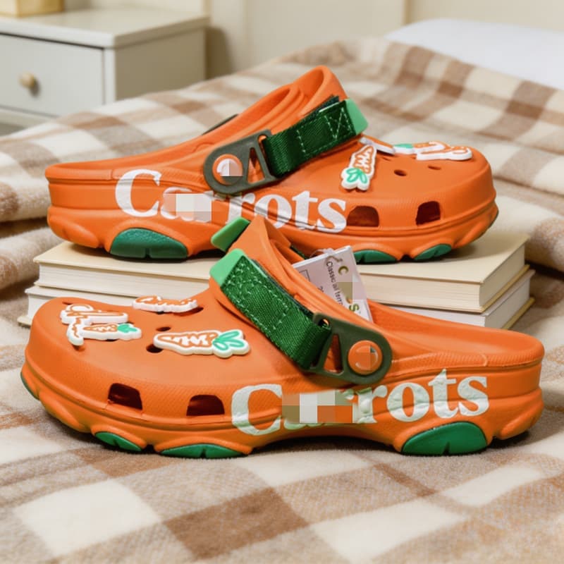 Telin Carrot Collaboration Crocs for Men and Women, Breathable and Comfortable Sandals, Outdoor Closed-Toe Slip-Ons, Couple Beach Shoes