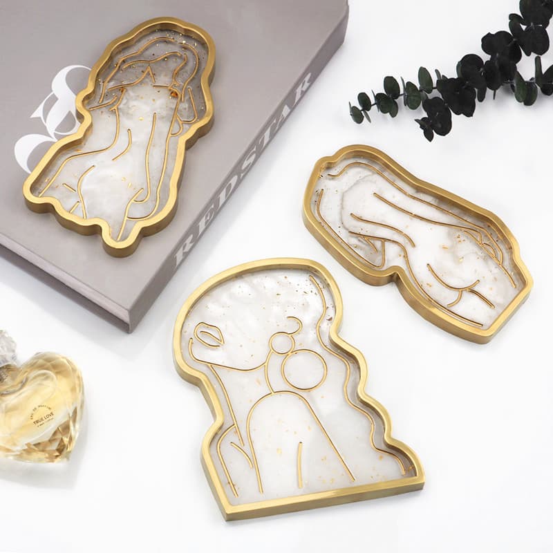 DIY Resin Epoxy Mold Girl Model Body Abstract Dish Plate Mirror European-Style Tray Silicone Mold