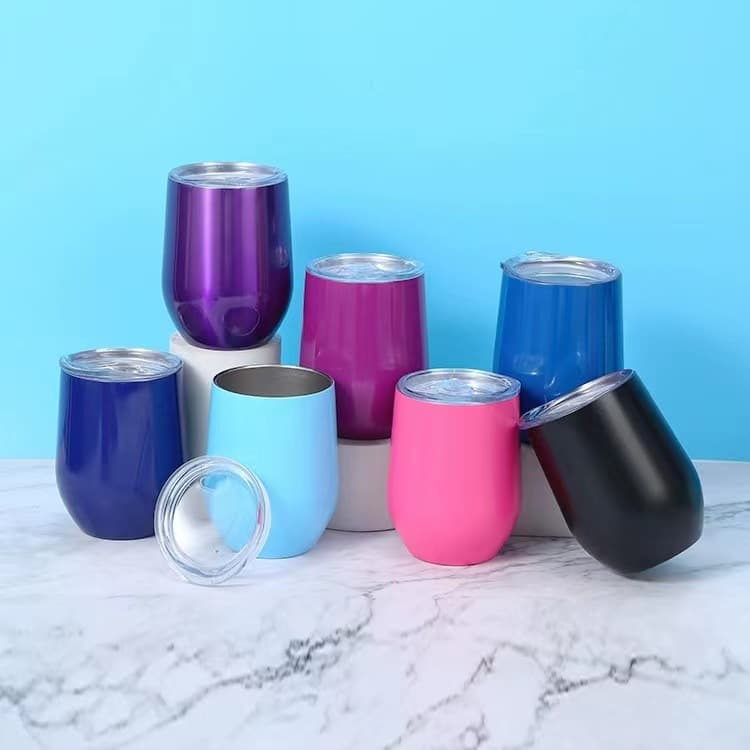 Egg Cup Double Wall Water Cup 12oz Stainless Steel Eggshell Cup U-Shape Insulated Cup 304 Stainless Steel Wine Cup Logo