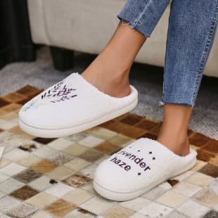 Cross-border New Lavender Home Slippers with Fleece Lining Thickened Couple Non-slip Cotton Slippers Lavender Pattern Slippers