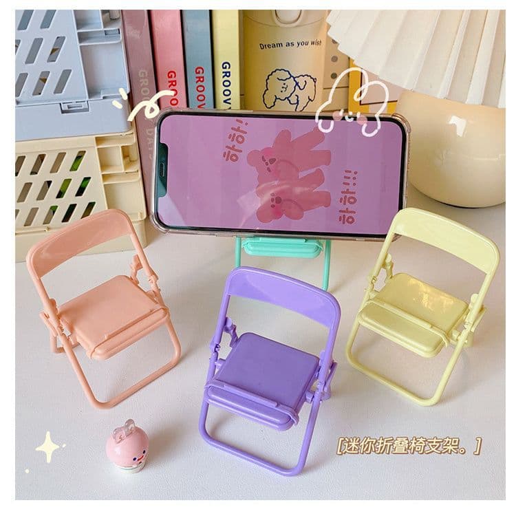ins chair mobile phone holder desktop folding convenient stool holder macaron color cute creative chair holder