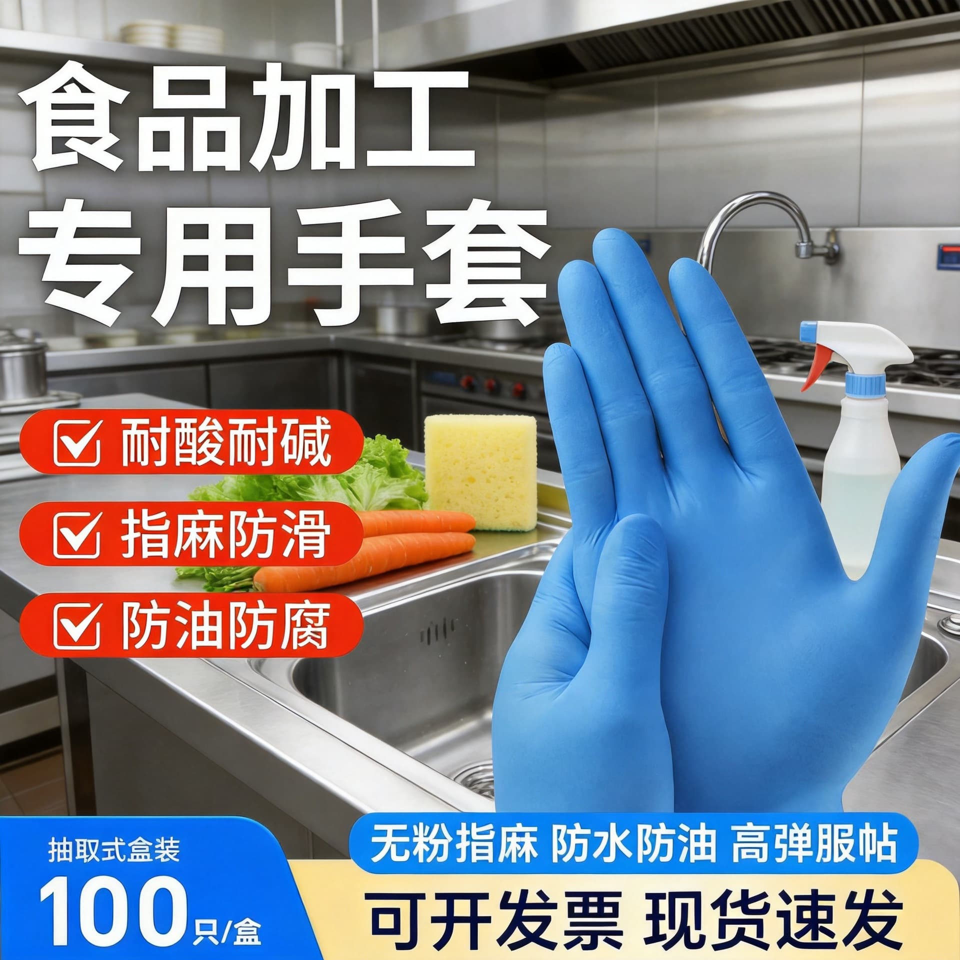 Disposable Nitrile Gloves Food-Grade Durable Household Rubber Latex PVC Kitchen Dishwashing Thickened Puncture-Resistant Oil-Proof